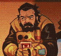 A grumpy, tired and drinking caustic